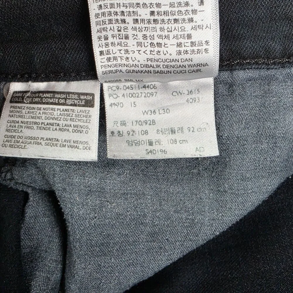 Levi's 511 Straight Leg Jeans Men's 36x30 Black Stretch Denim Pants Grunge Y2K